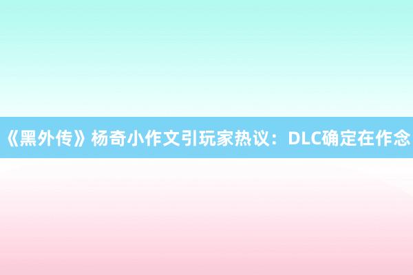《黑外传》杨奇小作文引玩家热议：DLC确定在作念