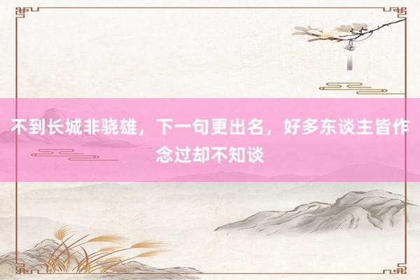 不到长城非骁雄,下一句更出名,好多东谈主皆作念过却不知谈