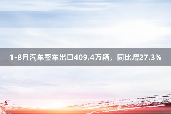 1-8月汽车整车出口409.4万辆，同比增27.3%