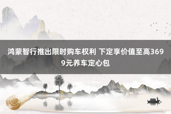 鸿蒙智行推出限时购车权利 下定享价值至高3699元养车定心包