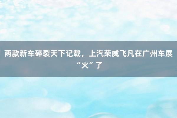 两款新车碎裂天下记载，上汽荣威飞凡在广州车展“火”了