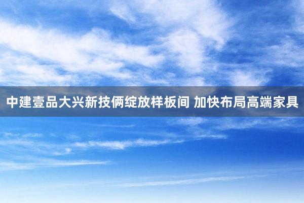 中建壹品大兴新技俩绽放样板间 加快布局高端家具